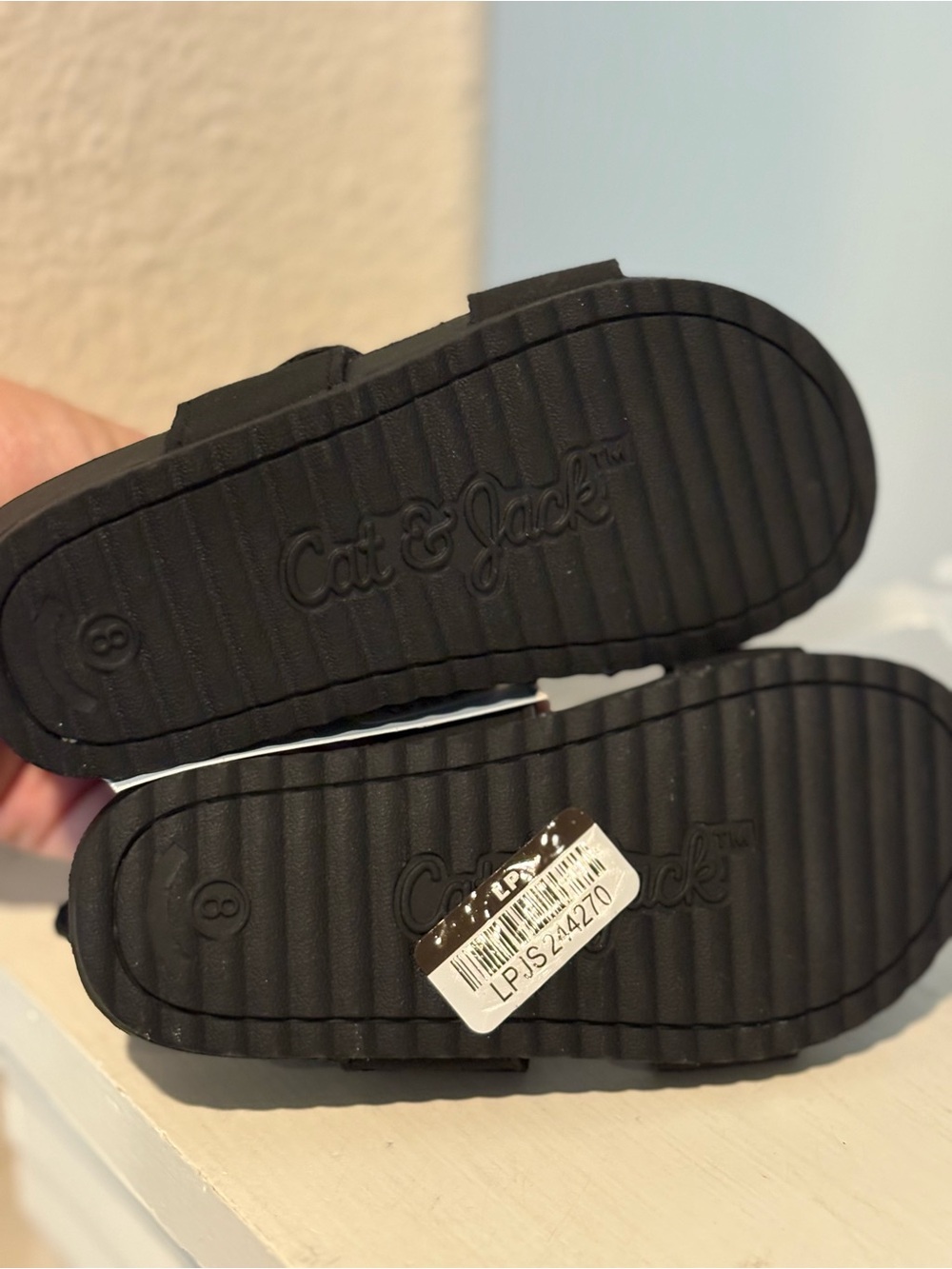 Cat & Jack New Toddler Kody Hook & Loop Black Sandals Toddler Boy Sz 8 - Picture 5 of 6